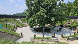 New landscaping helps augment the elegant grounds of the Vietnam Veterans Memorial adjacent to the museum.